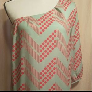 Coco Love Mint Green & Orange One Sleeve Tunic